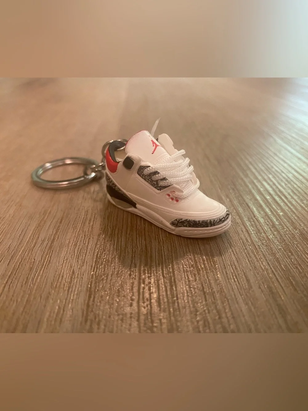 Mini Air Jordan 3 White Cement Reimagined Keychain